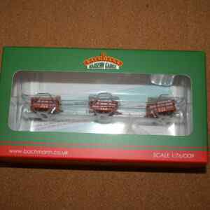 Bachmann 393-228 Set of Dinorwic Slate Wagons with Sides Red with Load 009 Wagon