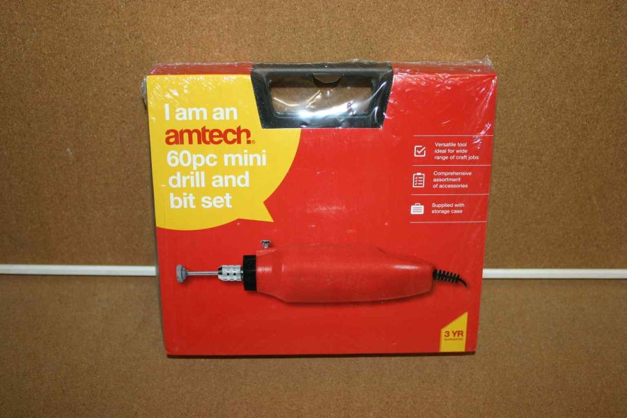 Amtech V2560 60 Piece Mini Drill and Bit Set (Contains 60 Bits inside Box) 1 Amtech V2560 60 Piece Mini Drill and Bit Set (Contains 60 Bits inside Box)