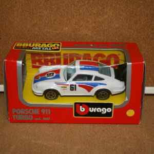 Burago 4147 Porsche 911 Turbo - White No.61 1:43 Scale Pre Owned