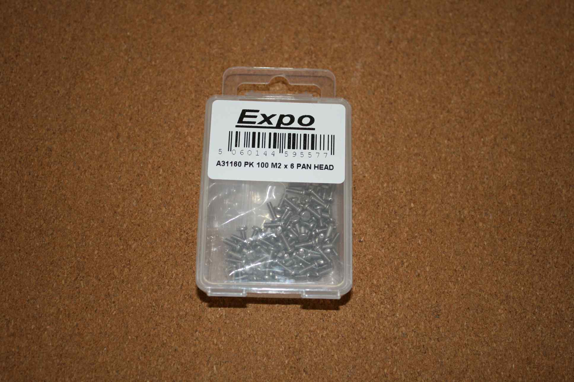 Expo A31160 M2 x 6mm Pan Head Screws Packet of 100 1 Expo A31160 M2 x 6mm Pan Head Screws Packet of 100
