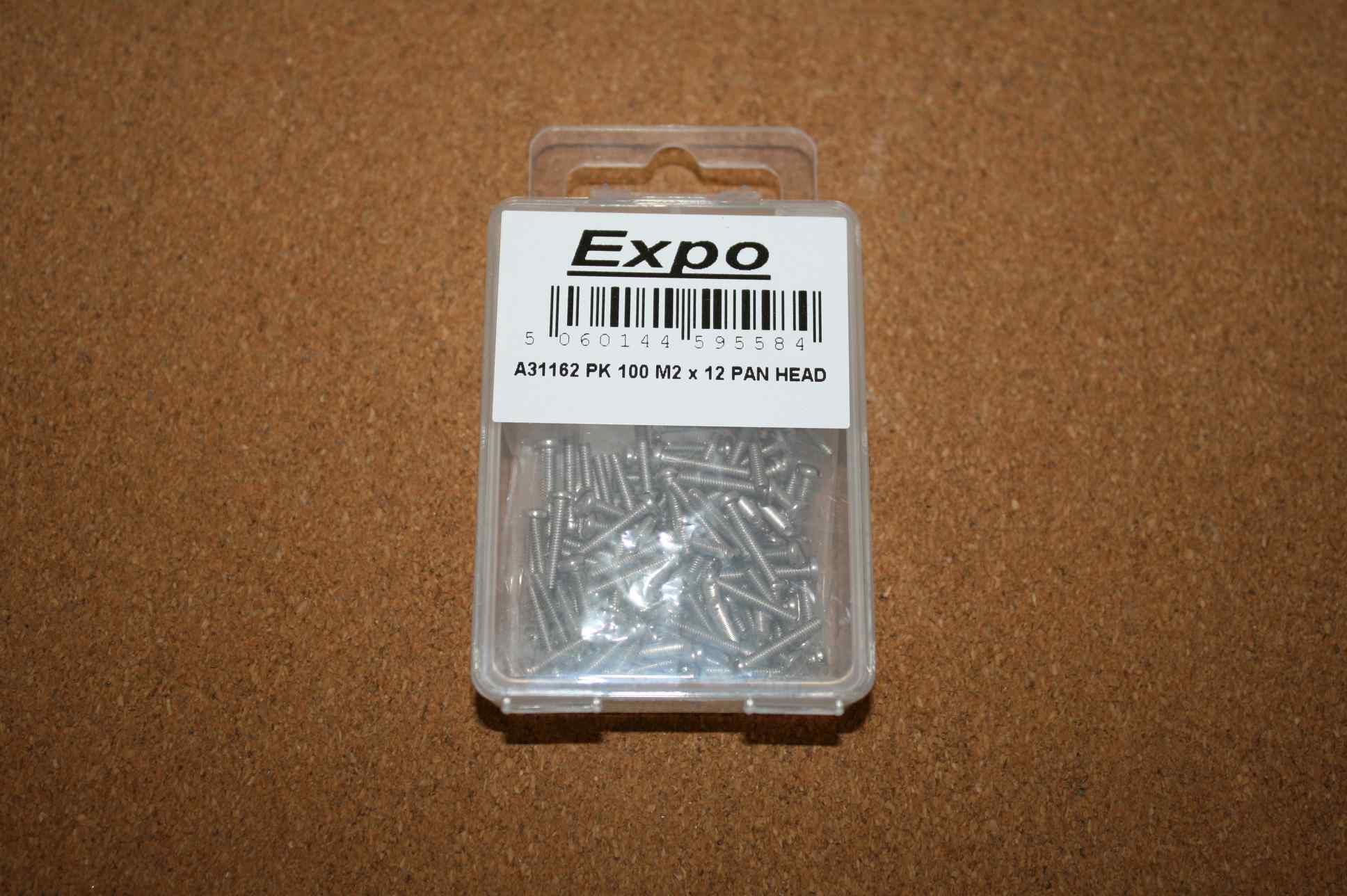 Expo A31162 M2 x 12mm Pan Head Screws Packet of 100 1 Expo A31162 M2 x 12mm Pan Head Screws Packet of 100