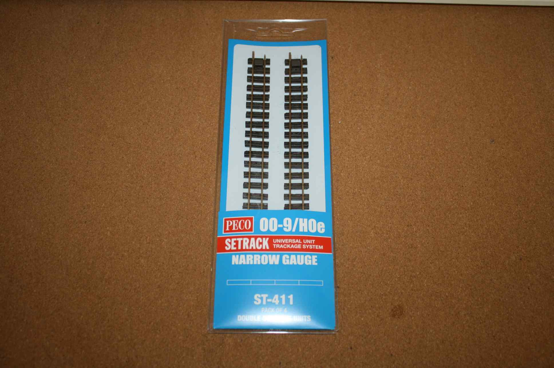 Peco Setrack ST-411 Double Straights Narrow Gauge 009/HOe Packet of 4 1 Peco Setrack ST-411 Double Straights Narrow Gauge 009/HOe Packet of 4